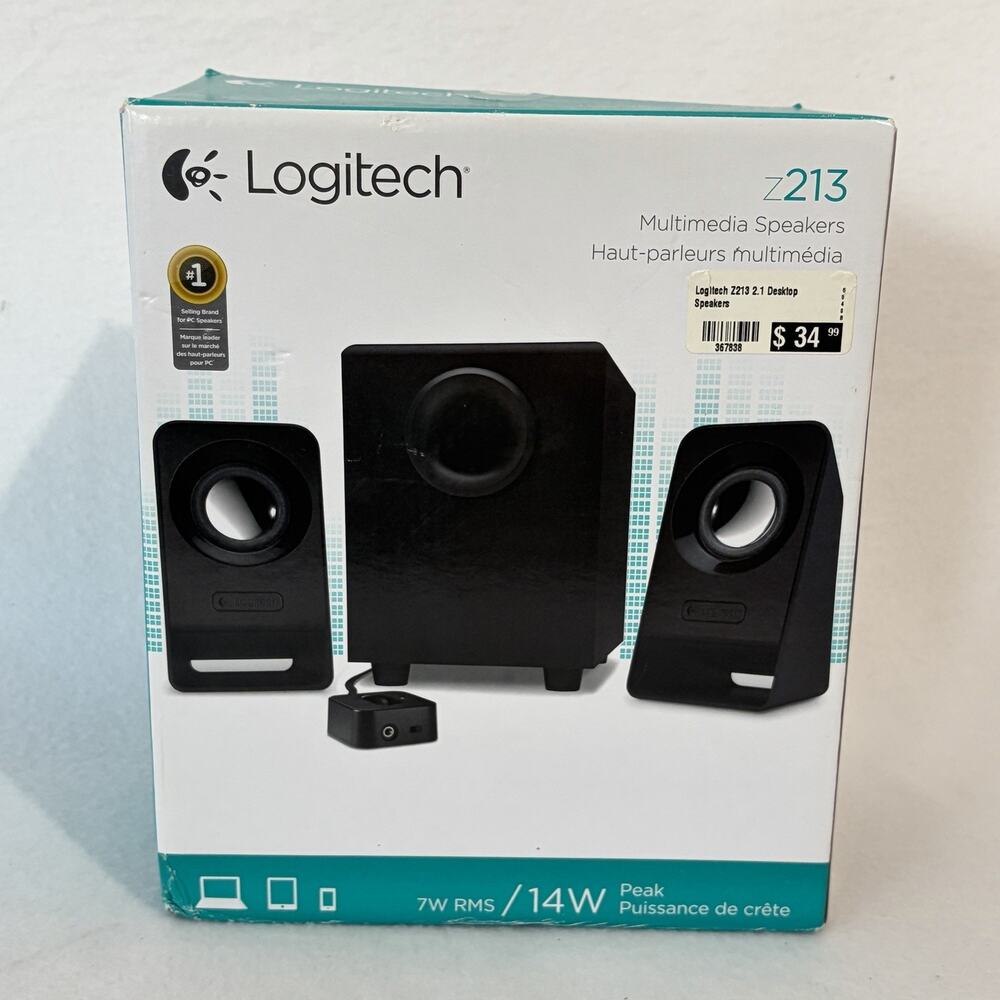 Logitech Z213 Compact 2.1 Speaker System - Black New, Open Box